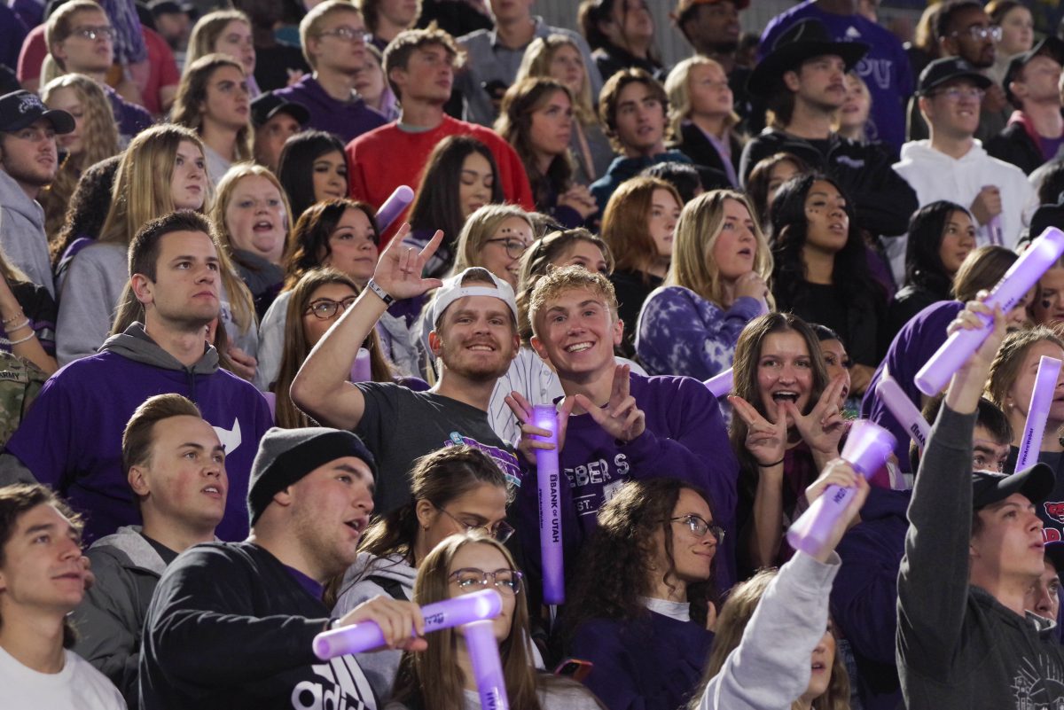 Wildcats showing their school spirit in the Weber student section.