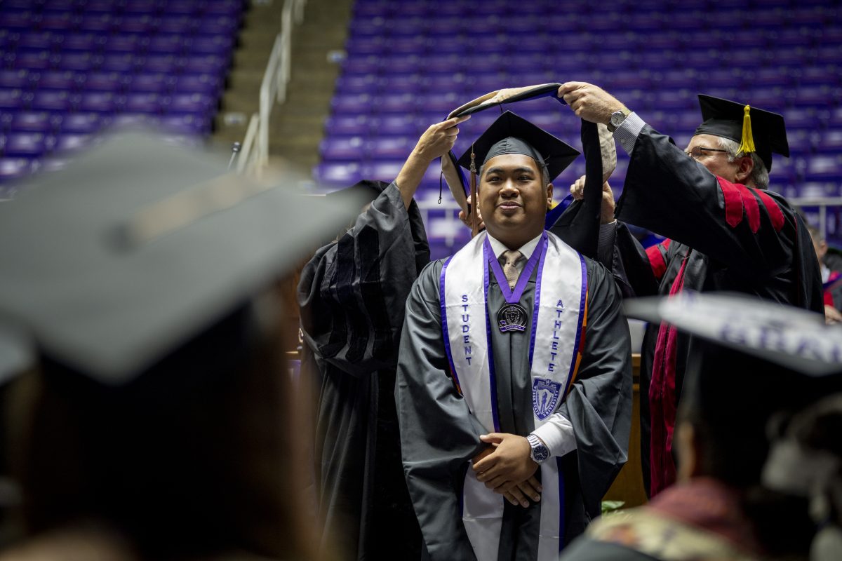 Weber State University graduates being acknowledged at a graduation ceremony for the Goddard School of Business and Economics on April 27, 2024.