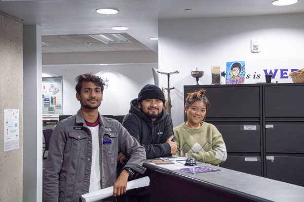 Sachin Chhetri, Rohit Tiwari and Reeya Gurung at the ISSC office.