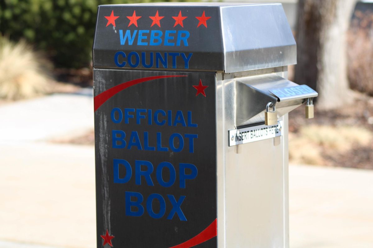 Official Weber County ballot box located  on WSU campus.