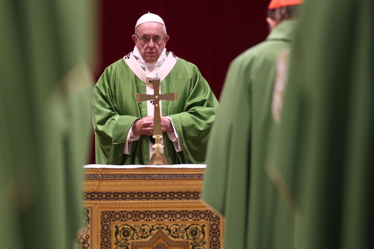 Pope Francis attends a closing Mass of "The Protection Of Minors In The Church" meeting in the Regia Hall at the Apostolic Palace, Vatican on Feb. 24, 2019. It is a global child protection summit for reflections on the sex abuse and pedophilia crisis within the Catholic Church.