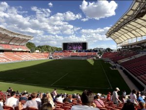The view of the watch party from inside the America First Field stadium on July 6, 2026.